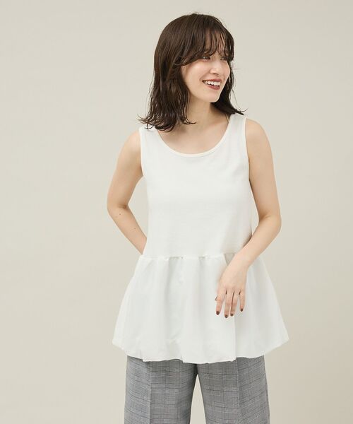 Green Parks(グリーンパークス)の「裾バルーンレイヤータンク(タンクトップ・レディース・ホワイト・FREE)」の4枚目の写真