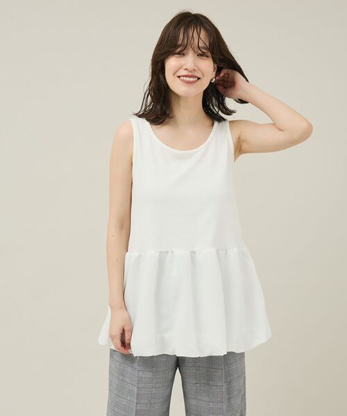 Green Parks(グリーンパークス)の「裾バルーンレイヤータンク(タンクトップ・レディース・ホワイト・FREE)」の6枚目の写真