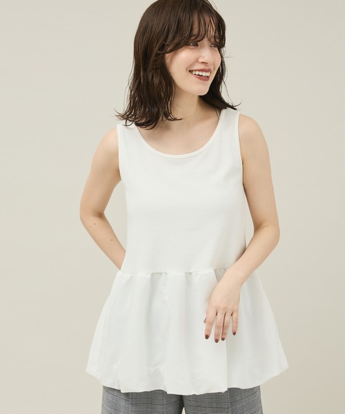 Green Parks(グリーンパークス)の「裾バルーンレイヤータンク(タンクトップ・レディース・ホワイト・FREE)」の1枚目の写真