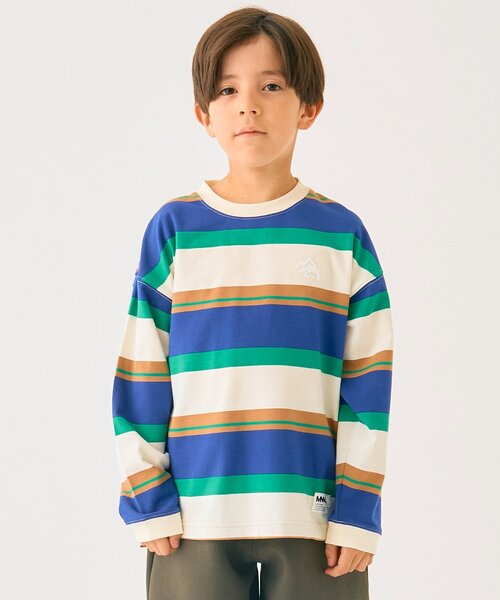 minimal(ミニマル)の「ボーダーロングTシャツ(Tシャツ/カットソー・キッズ・グリーン/マスタード/トップグレー・90cm/100cm/110cm/120cm/130cm/140cm)」の2枚目の写真