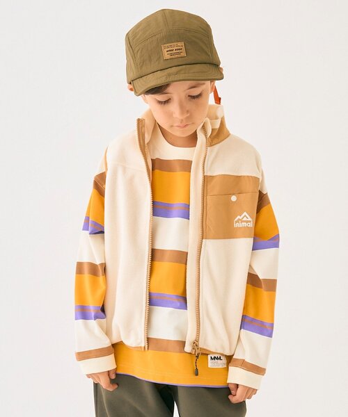 minimal(ミニマル)の「ボーダーロングTシャツ(Tシャツ/カットソー・キッズ・グリーン/マスタード/トップグレー・90cm/100cm/110cm/120cm/130cm/140cm)」の3枚目の写真