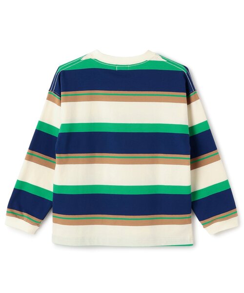 minimal(ミニマル)の「ボーダーロングTシャツ(Tシャツ/カットソー・キッズ・グリーン/マスタード/トップグレー・90cm/100cm/110cm/120cm/130cm/140cm)」の4枚目の写真