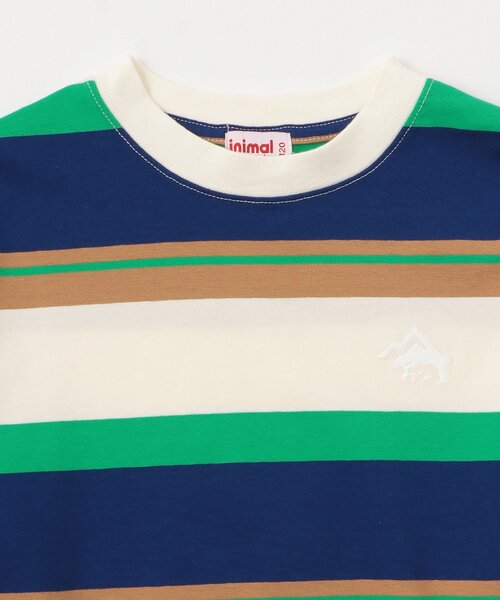 minimal(ミニマル)の「ボーダーロングTシャツ(Tシャツ/カットソー・キッズ・グリーン/マスタード/トップグレー・90cm/100cm/110cm/120cm/130cm/140cm)」の5枚目の写真