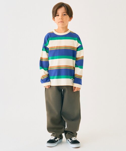 minimal(ミニマル)の「ボーダーロングTシャツ(Tシャツ/カットソー・キッズ・グリーン/マスタード/トップグレー・90cm/100cm/110cm/120cm/130cm/140cm)」の14枚目の写真