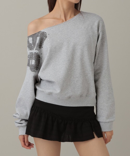 Midnight Move(ミッドナイトムーブ)の「Midnight Move/CROP 89プルオーバー(Tシャツ/カットソー・レディース・ブラック/グレー・FREE)」の2枚目の写真