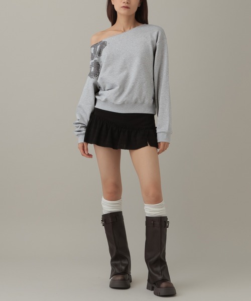 Midnight Move（ミッドナイトムーブ）の「Midnight Move／CROP 89プルオーバー（Tシャツ/カットソー・レディース・ブラック/グレー・FREE）」の9枚目の写真