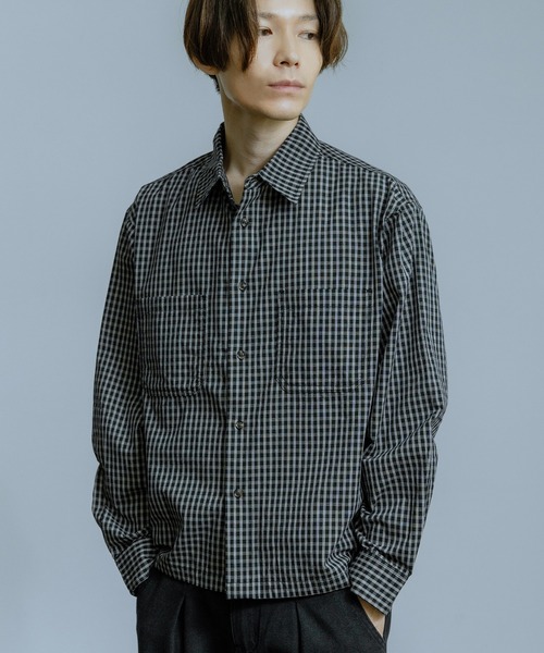 improves（インプローブス）の「小格子チェック ショートレングス 長袖シャツ（シャツ/ブラウス・メンズ・ブラック/ベージュ/ブラウン・MEDIUM/LARGE）」の2枚目の写真