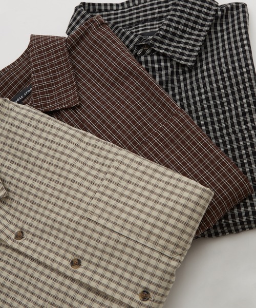 improves（インプローブス）の「小格子チェック ショートレングス 長袖シャツ（シャツ/ブラウス・メンズ・ブラック/ベージュ/ブラウン・MEDIUM/LARGE）」の4枚目の写真