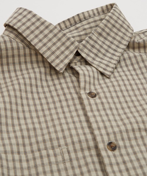 improves（インプローブス）の「小格子チェック ショートレングス 長袖シャツ（シャツ/ブラウス・メンズ・ブラック/ベージュ/ブラウン・MEDIUM/LARGE）」の5枚目の写真