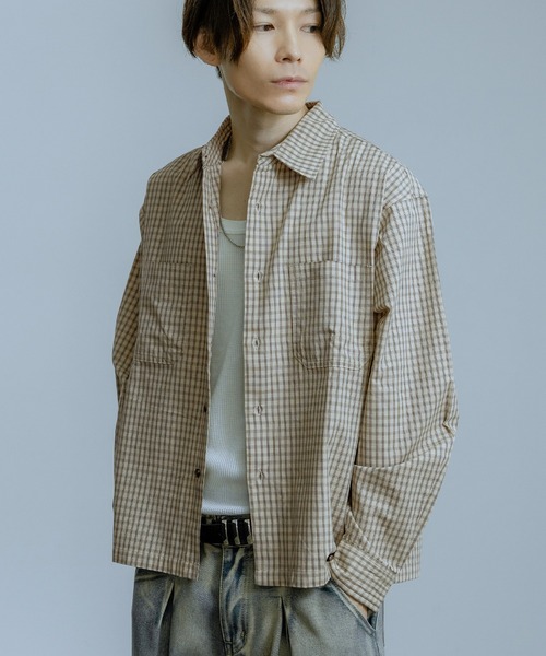 improves（インプローブス）の「小格子チェック ショートレングス 長袖シャツ（シャツ/ブラウス・メンズ・ブラック/ベージュ/ブラウン・MEDIUM/LARGE）」の21枚目の写真