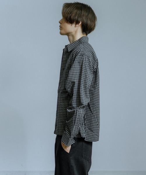 improves（インプローブス）の「小格子チェック ショートレングス 長袖シャツ（シャツ/ブラウス・メンズ・ブラック/ベージュ/ブラウン・MEDIUM/LARGE）」の12枚目の写真