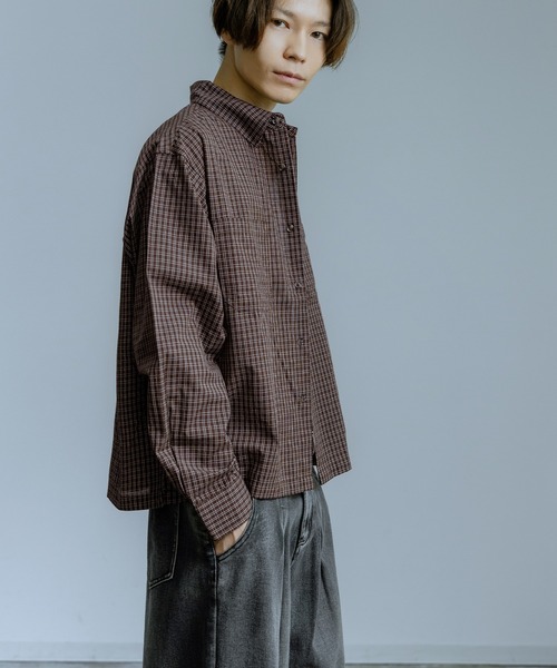 improves（インプローブス）の「小格子チェック ショートレングス 長袖シャツ（シャツ/ブラウス・メンズ・ブラック/ベージュ/ブラウン・MEDIUM/LARGE）」の18枚目の写真
