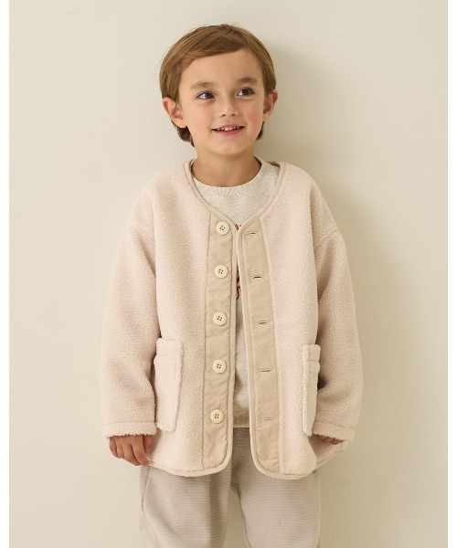 b・ROOM（ビールーム）の「【組み合わせ自由シリーズ】ボアブルゾン（ブルゾン・キッズ・モスグリーン/ベージュ/プラム/チャコール/アイボリー・100cm/110cm/120cm/130cm/140cm/150cm）」の4枚目の写真