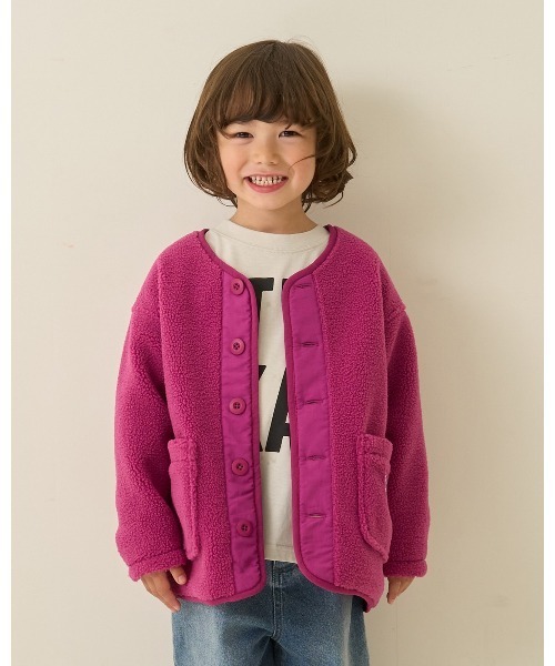 b・ROOM（ビールーム）の「【組み合わせ自由シリーズ】ボアブルゾン（ブルゾン・キッズ・モスグリーン/ベージュ/プラム/チャコール/アイボリー・100cm/110cm/120cm/130cm/140cm/150cm）」の5枚目の写真