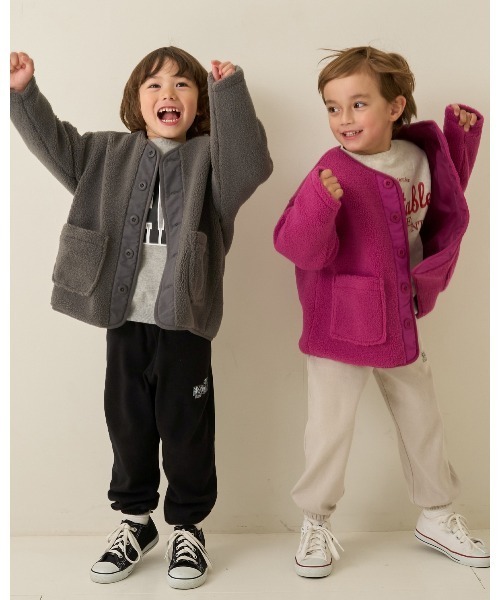 b・ROOM（ビールーム）の「【組み合わせ自由シリーズ】ボアブルゾン（ブルゾン・キッズ・モスグリーン/ベージュ/プラム/チャコール/アイボリー・100cm/110cm/120cm/130cm/140cm/150cm）」の7枚目の写真