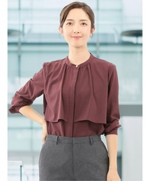 m.f.editorial | 【ストレッチ イージーケア UVカット】m.f.エディトリアル レディース レイヤード風 比翼 長袖ブラウス(シャツ/ブラウス)