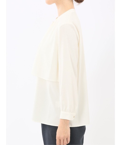 m.f.editorial（エムエフエディトリアル）の「【ストレッチ イージーケア UVカット】m.f.エディトリアル レディース レイヤード風 比翼 長袖ブラウス（シャツ/ブラウス・レディース・グレー系その他2/ライトグレー/ワインレッド/アイボリー・LARGE/MEDIUM）」の12枚目の写真