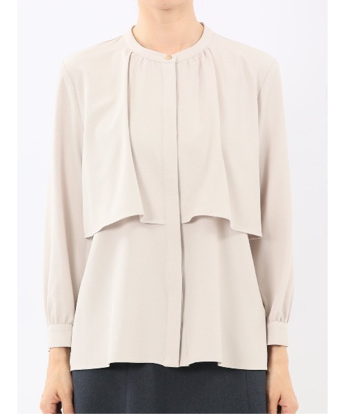 m.f.editorial（エムエフエディトリアル）の「【ストレッチ イージーケア UVカット】m.f.エディトリアル レディース レイヤード風 比翼 長袖ブラウス（シャツ/ブラウス・レディース・グレー系その他2/ライトグレー/ワインレッド/アイボリー・LARGE/MEDIUM）」の21枚目の写真