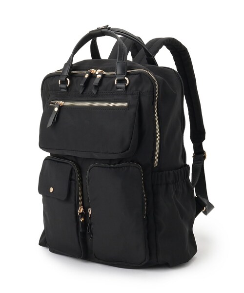 SHOO・LA・RUE(シューラルー)の「【撥水】立体ポケットリュック(バックパック/リュック・レディース・ダークグレー/ダークブラウン/ブラック・00)」の10枚目の写真