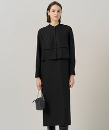 ウールワッシャーツイル シャツドッキング ワンピース