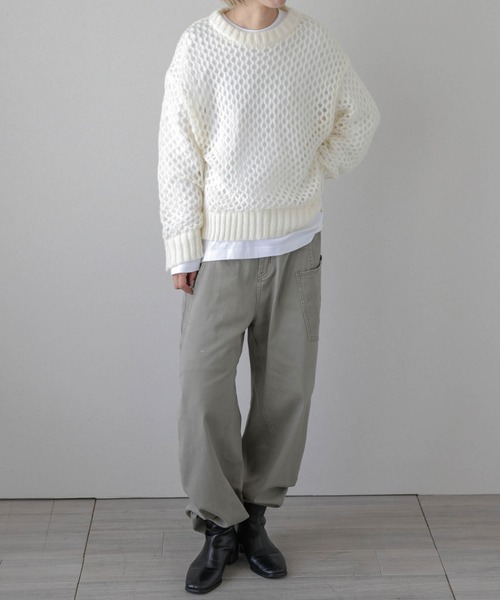 AMELY（エミリー）の「メッシュニットトップス（ニット/セーター・レディース・ブラック/アイボリー/モカ・フリー）」の7枚目の写真