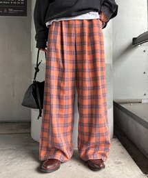 いよかん【didizizi】ウサチェックジャガードパンツ(オレンジ) いよかん【didizizi】ウサチェックジャガードパンツ(オレンジ