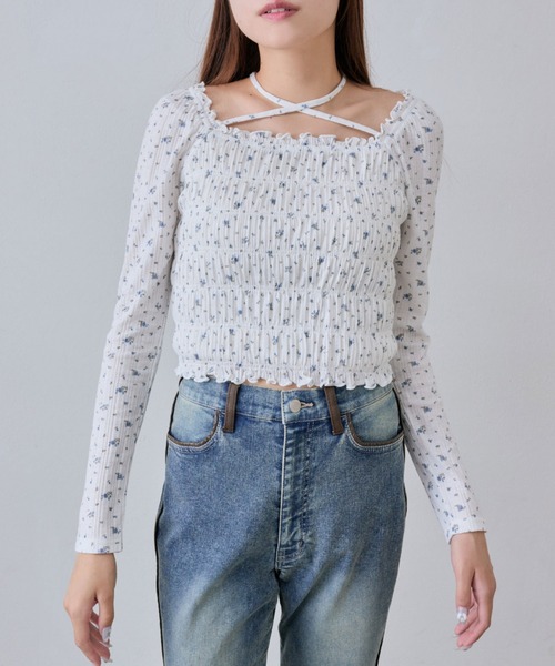 OLIVE des OLIVE(オリーブデオリーブ)の「シャーリングロンT(Tシャツ/カットソー・レディース・オフホワイト/その他/ピンク/ブラウン/チャコールグレー/サーモンピンク・FREE)」の10枚目の写真
