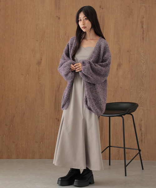 SUWDEE(スーディー)の「balloon sleeve mix knit cardigan(カーディガン/ボレロ・レディース・グレー/パープル/ブラウン/キャメル・FREE)」の11枚目の写真