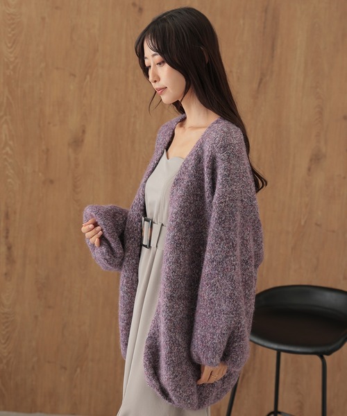SUWDEE(スーディー)の「balloon sleeve mix knit cardigan(カーディガン/ボレロ・レディース・グレー/パープル/ブラウン/キャメル・FREE)」の12枚目の写真