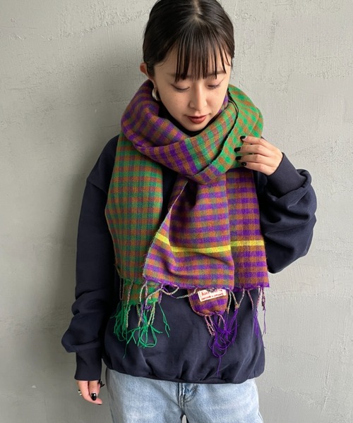 hint hint（ヒントヒント）の「[hint hint/ヒントヒント] アクリルコットン大判ストール(パープル)（ストール/ショール・レディース・パープル・ONE SIZE）」の3枚目の写真