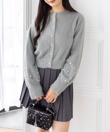 clear | 袖口パールショートフェザーニットカーディガン[大人 フェミニン 上品]≪AW新作≫(カーディガン/ボレロ)