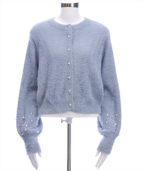 clear（クリア）の「袖口パールショートフェザーニットカーディガン[大人 フェミニン 上品]（カーディガン/ボレロ・レディース・グレー/ブルーグレー/アイボリー・F）」の17枚目の写真