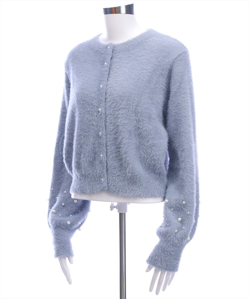 clear（クリア）の「袖口パールショートフェザーニットカーディガン[大人 フェミニン 上品]（カーディガン/ボレロ・レディース・グレー/ブルーグレー/アイボリー・F）」の10枚目の写真