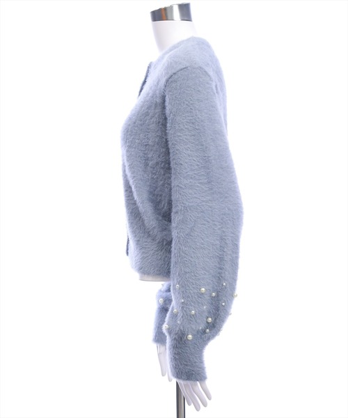 clear（クリア）の「袖口パールショートフェザーニットカーディガン[大人 フェミニン 上品]（カーディガン/ボレロ・レディース・グレー/ブルーグレー/アイボリー・F）」の11枚目の写真
