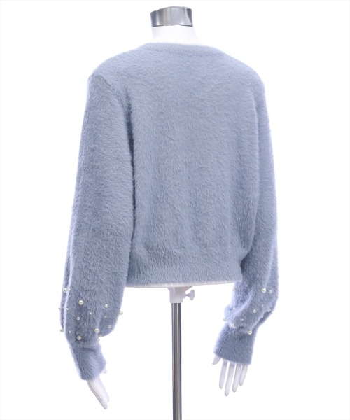 clear（クリア）の「袖口パールショートフェザーニットカーディガン[大人 フェミニン 上品]（カーディガン/ボレロ・レディース・グレー/ブルーグレー/アイボリー・F）」の12枚目の写真