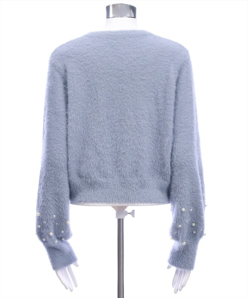 clear（クリア）の「袖口パールショートフェザーニットカーディガン[大人 フェミニン 上品]（カーディガン/ボレロ・レディース・グレー/ブルーグレー/アイボリー・F）」の13枚目の写真