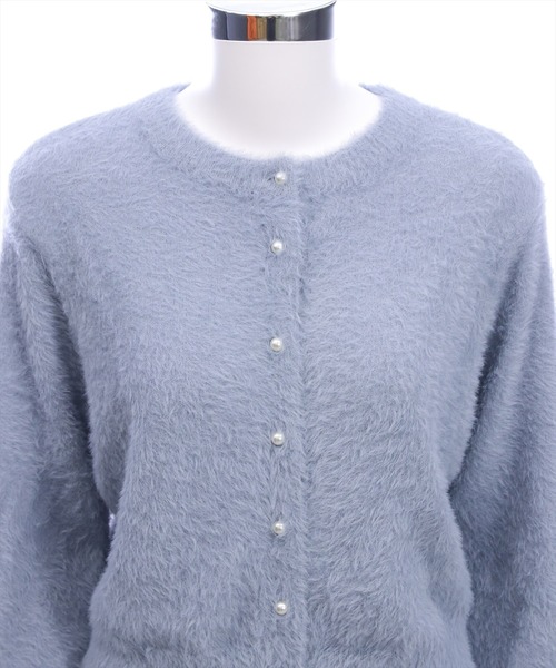 clear（クリア）の「袖口パールショートフェザーニットカーディガン[大人 フェミニン 上品]（カーディガン/ボレロ・レディース・グレー/ブルーグレー/アイボリー・F）」の15枚目の写真