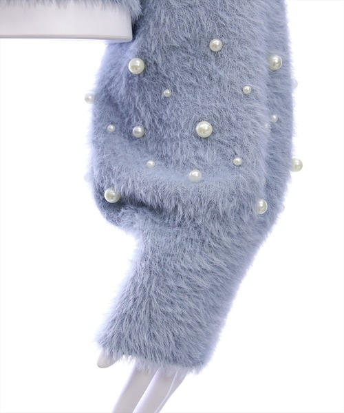 clear（クリア）の「袖口パールショートフェザーニットカーディガン[大人 フェミニン 上品]（カーディガン/ボレロ・レディース・グレー/ブルーグレー/アイボリー・F）」の16枚目の写真