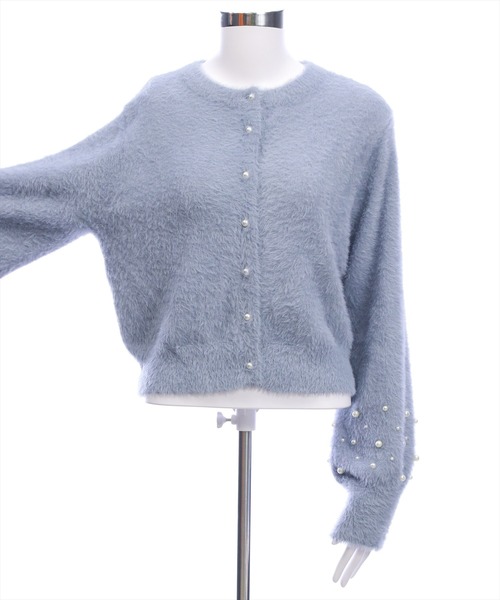clear（クリア）の「袖口パールショートフェザーニットカーディガン[大人 フェミニン 上品]（カーディガン/ボレロ・レディース・グレー/ブルーグレー/アイボリー・F）」の14枚目の写真