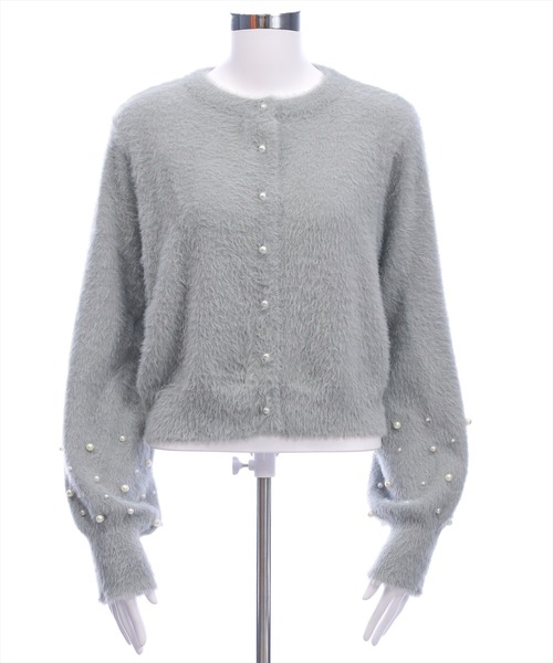 clear（クリア）の「袖口パールショートフェザーニットカーディガン[大人 フェミニン 上品]（カーディガン/ボレロ・レディース・グレー/ブルーグレー/アイボリー・F）」の18枚目の写真