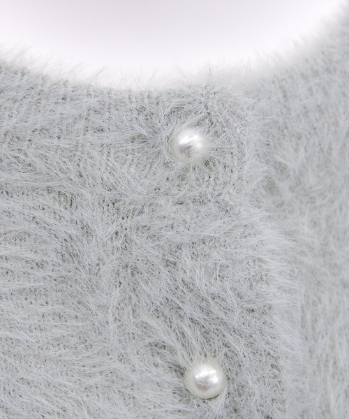 clear（クリア）の「袖口パールショートフェザーニットカーディガン[大人 フェミニン 上品]（カーディガン/ボレロ・レディース・グレー/ブルーグレー/アイボリー・F）」の8枚目の写真
