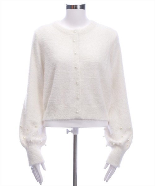 clear（クリア）の「袖口パールショートフェザーニットカーディガン[大人 フェミニン 上品]（カーディガン/ボレロ・レディース・グレー/ブルーグレー/アイボリー・F）」の19枚目の写真