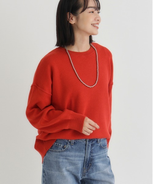 Right-on(ライトオン)の「【HONEYSUCKLE ROSE】スウェットライク セーター (オーバーサイズ / 軽量 / 通気性 / 体型カバー / 洗える / レイヤード / オールシーズン)(ニット/セーター・レディース・グレー/ブルー/ブラック/レッド/キナリ・S/M/L/XL)」の21枚目の写真