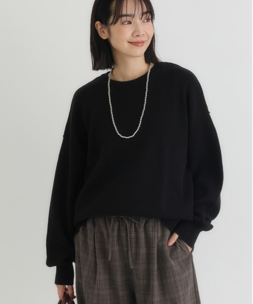 Right-on(ライトオン)の「【HONEYSUCKLE ROSE】スウェットライク セーター (オーバーサイズ / 軽量 / 通気性 / 体型カバー / 洗える / レイヤード / オールシーズン)(ニット/セーター・レディース・グレー/ブルー/ブラック/レッド/キナリ・S/M/L/XL)」の14枚目の写真