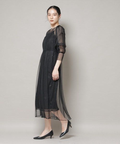 kaene(カエン)の「kaene/シアーエプロンレースキャミドレス(ドレス・レディース・ブラック/グレー・36)」の3枚目の写真