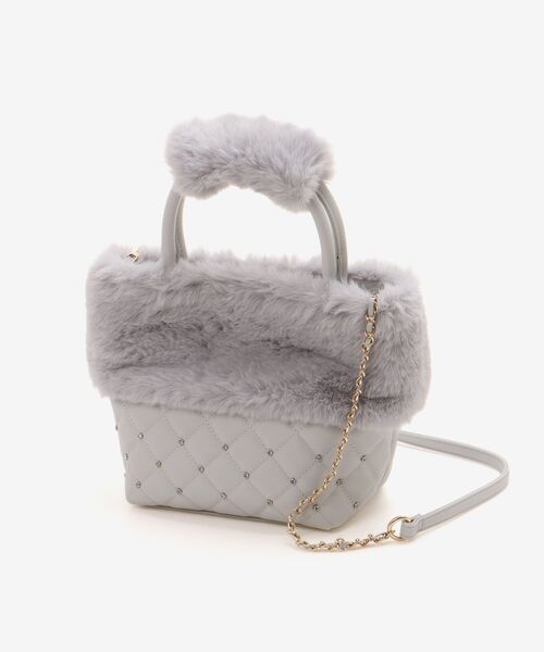 MAJESTIC LEGON（マジェスティックレゴン）の「キルティングビジューファーバッグ（ショルダーバッグ・レディース・アイボリー/ピンク/ライトグレー・FREE）」の16枚目の写真