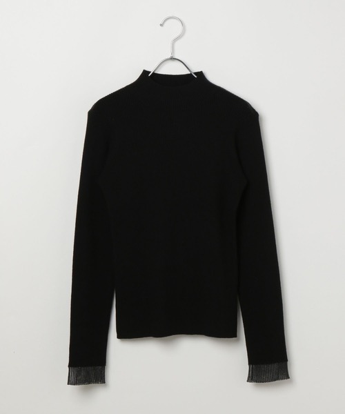 セール】＜自宅で洗える！＞ ハイネックバイカラースリーブ（ニット