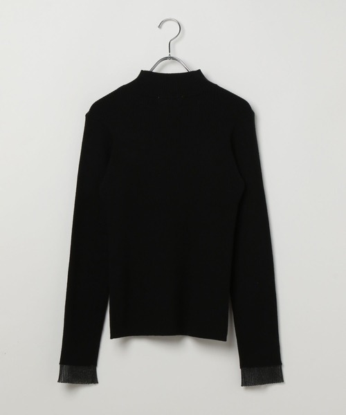 セール】＜自宅で洗える！＞ ハイネックバイカラースリーブ（ニット