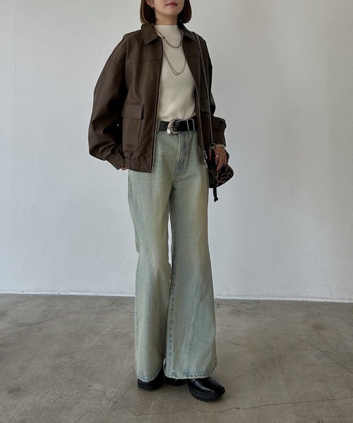 PAGEBOY（ページボーイ）の「＜自宅で洗える！＞ ハイネックバイカラースリーブ（ニット/セーター・レディース・レッド/ブラック/オフホワイト/グレー/ブルー・FREE）」の6枚目の写真