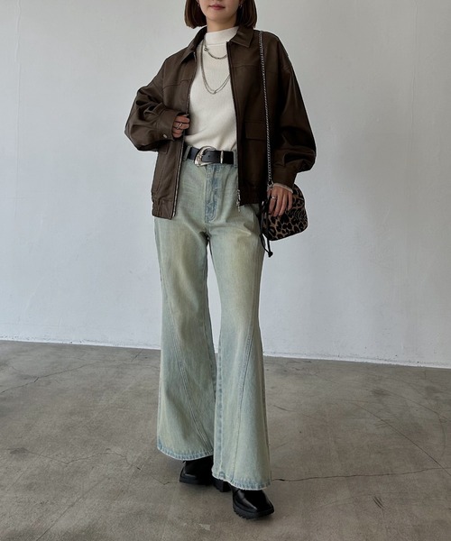 PAGEBOY（ページボーイ）の「＜自宅で洗える！＞ ハイネックバイカラースリーブ（ニット/セーター・レディース・レッド/ブラック/オフホワイト/グレー/ブルー・FREE）」の7枚目の写真